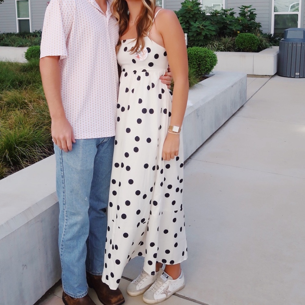 White Dress with Black Polka Dots